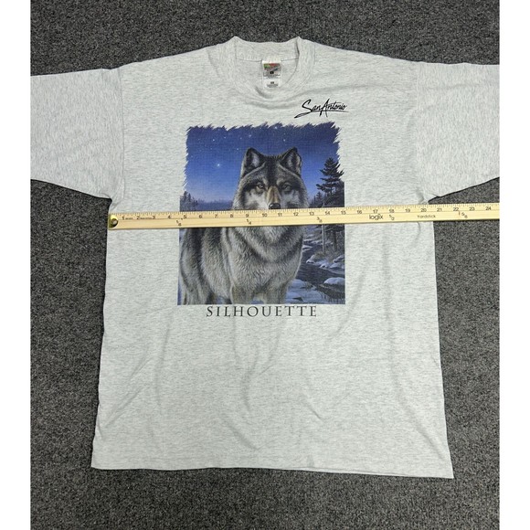 Vintage Silhouette San Antonio Heather Gray Wolf Graphic T-Shirt Mens Size Large - Picture 5 of 7